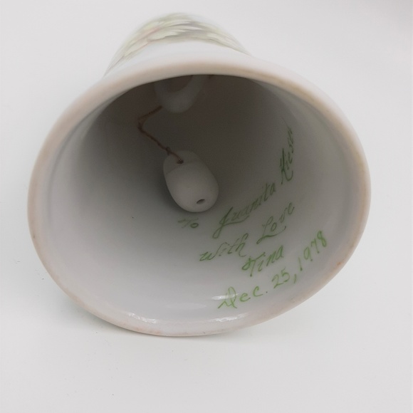 Vintage Flower & Butterfly Printed Porcelain Bell - Picture 4 of 4
